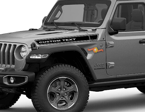 Aangepaste tekst motorkap zij vinyl decal set voor Jeep Gladiator en Wrangler
