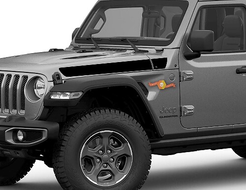 Paar Jeep Gladiator Side JT Wrangler JL JLU Hood Solid Strip Graphics Vinyl decal sticker Graphics kit voor 2018-2021
