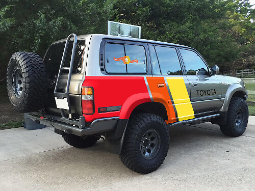 Retro zijgraphics vinyl decalset voor Toyota Land Cruiser