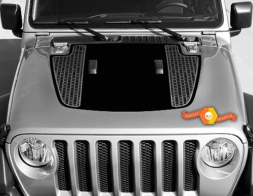 Dubbele honingraatstrepen zwarte kap vinyl sticker voor Jeep Gladiator & Wrangler