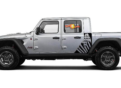 Jeep Gladiator Zijvlag USA Vernietigd sticker Vinyl Sticker Fabrieksstijl Lichaam Vinyl Grafische Strepen Kit 2018-2021
