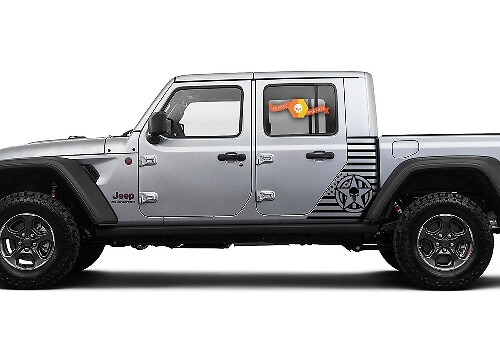 Jeep Gladiator Side Vlag USA Punisher Militaire Ster sticker Vinyl Sticker Fabriek Stijl Body Vinyl Grafische Strepen Kit 2018-2021
