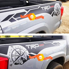 Paar TRD 4x4 off-road Compass Mountains Edition vinyl stickers aan de zijkant van het bed, grafische stickerkit voor Toyota Tacoma alle jaren
 3