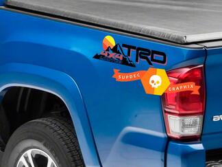 Paar TRD 4x4 Limited Mountains Vintage Old Style Sunset Line Style Bed Side Vinyl Stickers Decal Toyota Tacoma Tundra FJ Cruiser
