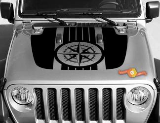 Jeep Gladiator JT Wrangler Militaire Routebeschrijving Kompas Windroos JL JLU Kap stijl Vinyl decal sticker Grafische kit voor 2018-2021
