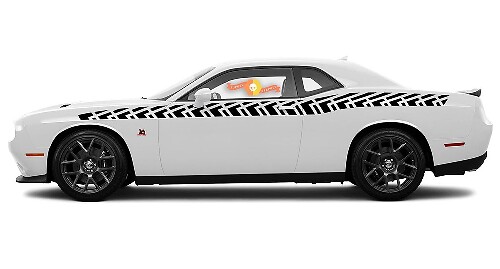 Paar Dodge Challenger Full Length Style Bodyline Strobe Racing Stripe Kit voor 2008 en hoger
