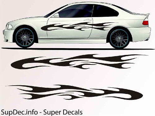 Felle Vlammen Zijkant Vinyl Decal Sticker