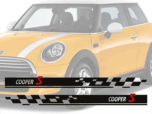 Cooper S zijruit geblokte vinyl decalset voor Mini Cooper