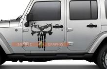 Punisher Skull Versleten Deur Vinyl Decal Set voor Jeep Wrangler_2