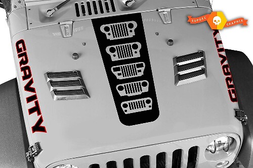 Gravity Grille Evolution Motorkap- en Zijdecalset voor Jeep Wrangler en Gladiator