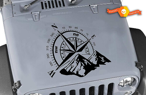 Mountain Compass Motorkap Vinyl Sticker voor Jeep Wrangler