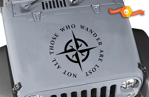Niet alle degenen die dwalen zijn verloren kompas roos van wind jeep decal kap vinyl alle kleuren sticker JK LJ TJ
