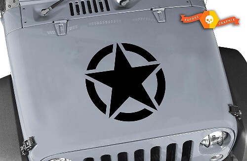 Military Star Blackout Hood Vinyl Sticker voor Jeep Wrangler
