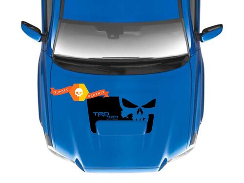 TRD Punisher Skull Motorkap Vinyl Decal Sticker voor Toyota Tacoma 2016-2021_1