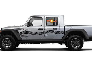 Jeep Gladiator Side JT Extra Large Curved Tyre Tracks Style Vinyl decal sticker Grafische kit voor 2018-2021
