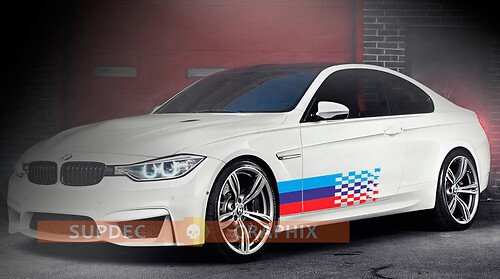 M Stijl Geblokte Vlag Zijvinyl Decal Sticker voor BMW M2