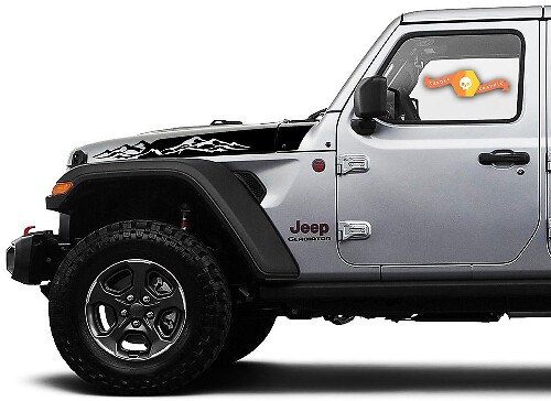 Paar Jeep Wrangler Gladiator JT JL JLU Rubicon Stijlvolle Hood Mountains Vinyl Sticker Decal Grafische kit voor 2018-2021
