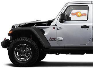 Jeep Wrangler Gladiator JT JL JLU Rubicon Stijlvolle Saucy Hood Niveous Mountains Vinyl Decal Grafische kit voor 2018-2021 voor beide zijden
