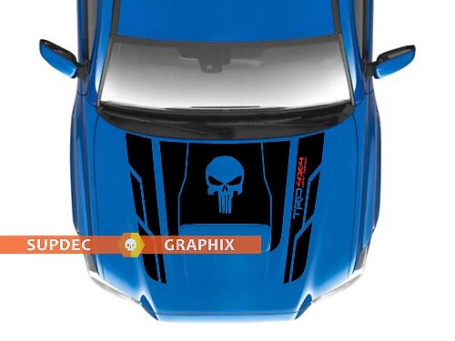 Punisher Skull TRD 4x4 Motorkap Vinyl Decal Stickers voor Toyota Tacoma 2016-2020