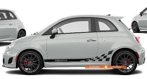 Fiat 500 ABARTH-logo geblokte vlag sticker sticker zijkant grafische strepen
