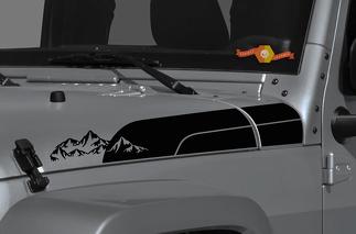 Jeep Wrangler Gladiator JT JL JLU Rubicon Stijlvolle Saucy Hood Mountains Vinyl Decal Grafische kit voor 2018-2021
