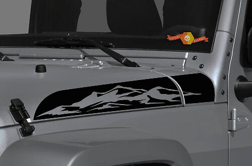 Mountain Range Hood Vinyl Decal Kit voor Jeep Wrangler en Gladiator