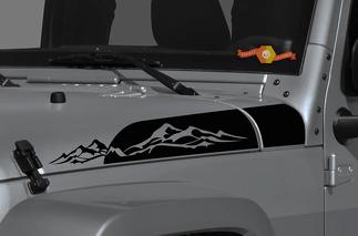 Jeep Wrangler Gladiator JT JL JLU Rubicon Hood Mountains Vinyl Decal Graphic kit voor 2018 2021
