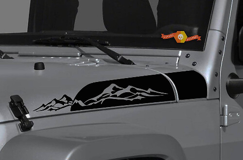Mountains Range Hood Side Vinyl Decal Kit voor Jeep Wrangler & Gladiator