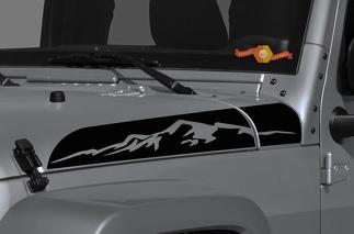 Nieuwe Jeep Wrangler Gladiator JT JL JLU Rubicon Hood Mountains Vinyl Decal Graphic kit voor 2018 2021
