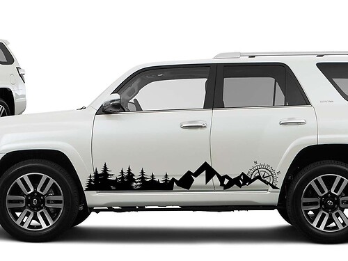 Zijbergen Bomen en Kompas reizen Vinyl Sticker Decal geschikt voor Toyota 4Runner 16-18 geschikt voor TRD
