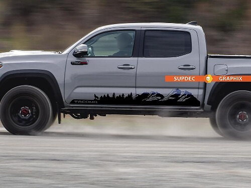Mountains Trees en Wolf Side Vinyl Decal Sticker voor Toyota Tacoma