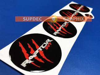 4 wielnaafdoppen Raptor SVT rode krassen koepelvormige badge embleem hars sticker sticker
