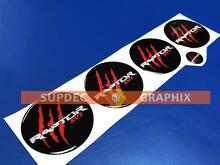 4 wielnaafdoppen Raptor SVT rode krassen koepelvormige badge embleem hars sticker sticker
 2