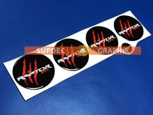 4 wielnaafdoppen Raptor SVT rode krassen koepelvormige badge embleem hars sticker sticker
 3