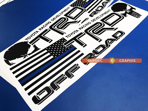TRD-stijl USA-vlag Punisher-skull vinylstickerset voor Toyota Tacoma Tundra FJ Cruiser