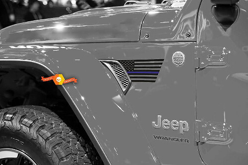 USA Vlag Blauwe Lijn Vent Spatbord Vinyl Decal Sticker voor Jeep Wrangler 2018-2021