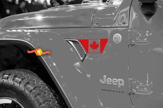 Paar Jeep Wrangler 2018 JLU Jeep Fender jl fender vent Canadese vlag Vinyl Decal Grafische kit voor 2018-2021
