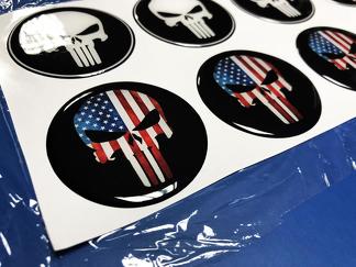 Wielnaafdoppen Punisher USA Domed Badge Emblem Resin Decal Sticker
