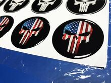 Wielnaafdoppen Punisher USA Domed Badge Emblem Resin Decal Sticker
 2