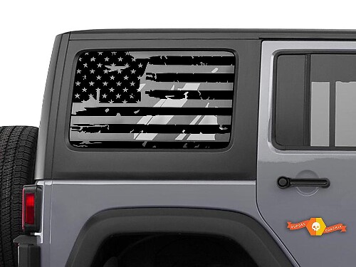 Versleten USA Vlag Achterzijruit Vinyl Decal Sticker voor Jeep Wrangler
