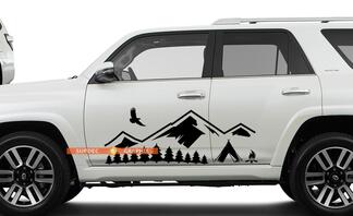 Side Door Mountains Trees en Camp travel Vinyl Sticker Sticker geschikt voor Toyota TRD PRO Tacoma 4Runner Tundra
