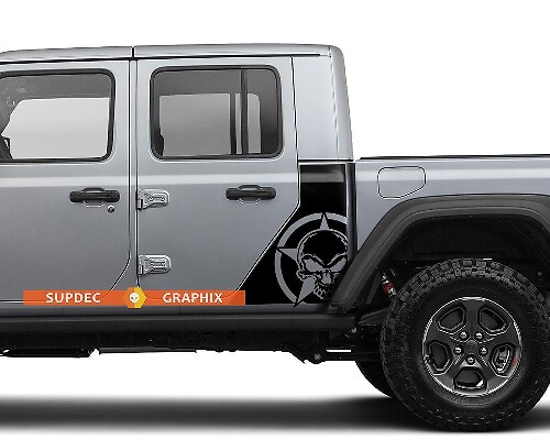 Jeep Gladiator Zijvlag Schedel Ster sticker Vinyl Sticker Fabriek Stijl Lichaam Vinyl Grafische Strepen Kit 2018-2021
