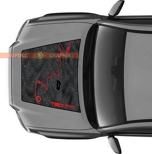 Topografische Kaart Avontuur Motorkap Vinyl Sticker voor Toyota Tacoma 2016-2020