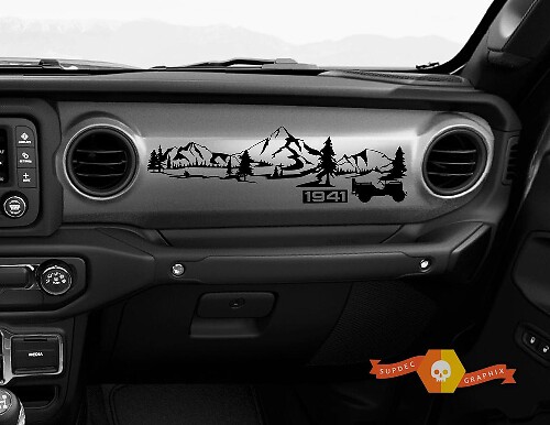 1941 Willys Mountain Forest Dashboard Vinylsticker voor Jeep Gladiator JT