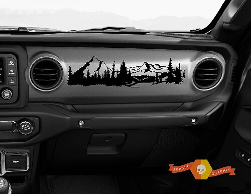 Mountain Forest Dashboard Vinyl Sticker voor Jeep Gladiator JT