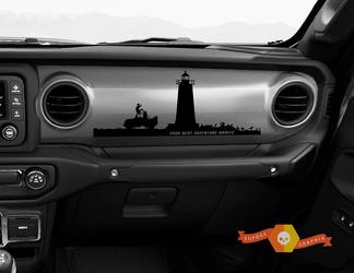 Jeep JT Rubicon Gladiator Dashboard je volgende avontuur wacht op Lighthouse Willys met Scene Vinyl Decal
