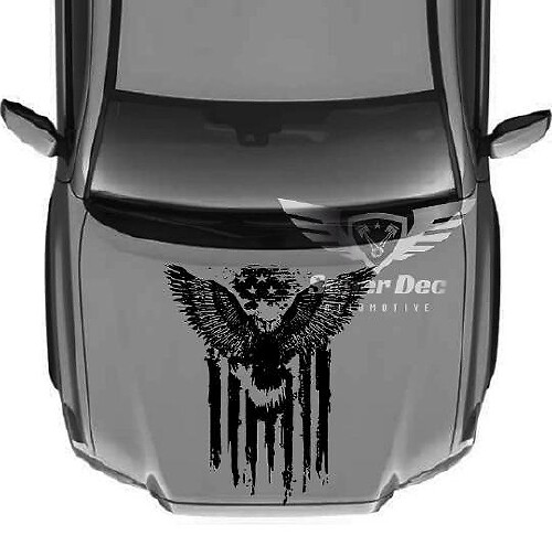 Bald Eagle Versleten Amerikaanse Vlag Motorkap Vinyl Sticker voor Toyota Tacoma Tundra