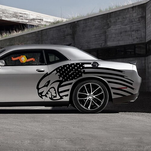 USA-vlag Hellcat-zijvinylsticker voor Dodge Challenger