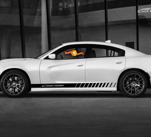CUSTOM Script Slashed Stripe Pair Dorpel Vinylsticker voor Dodge Charger 2011-2020