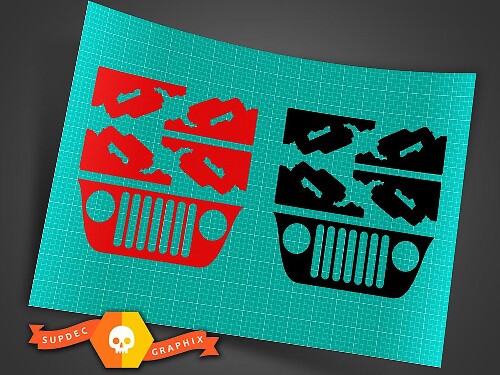 Rock Climber Grill Voorruit Vinyl Stickerset voor Jeep Wrangler Voor 2011